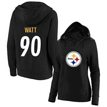 Women's Profile T.J. Watt Black Pittsburgh Steelers Plus Size Player Name & Number Pullover Hoodie