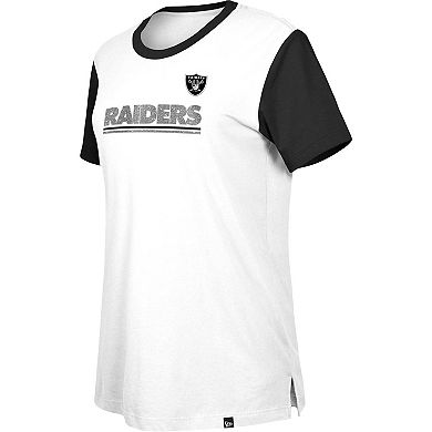 Women's New Era White/Black Las Vegas Raiders Third Down Colorblock T-Shirt