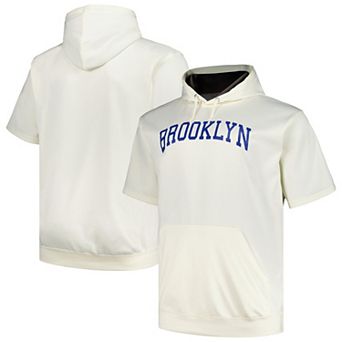 Men's Profile Oatmeal Brooklyn Dodgers Big & Tall Cooperstown Collection Contrast Short Sleeve Pullover Hoodie