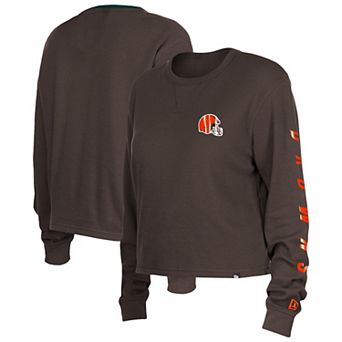 Women's New Era Brown Cleveland Browns Thermal Crop Long Sleeve T-Shirt