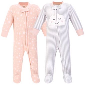Hudson Baby Infant Girl Fleece Zipper Sleep and Play 2 pk Pink Cloud