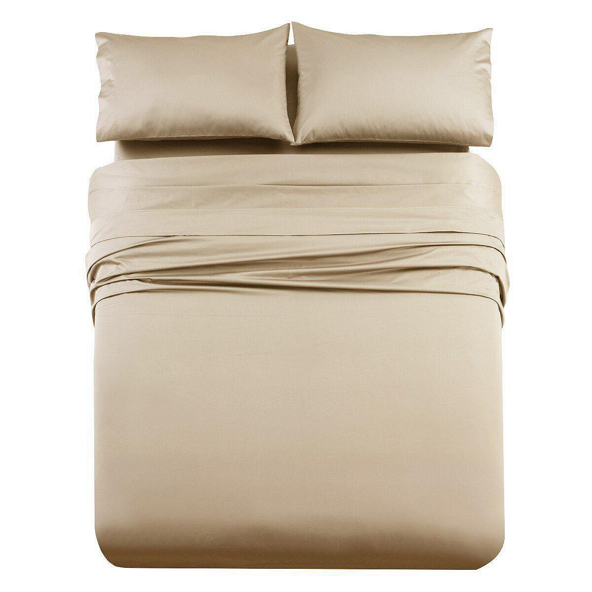 Luxury & Heavy 1000 Thread Count Solid Sheet Set - Linen, QUEEN SET