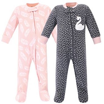 Infant Girl Fleece Zipper Sleep and Play 2 pk