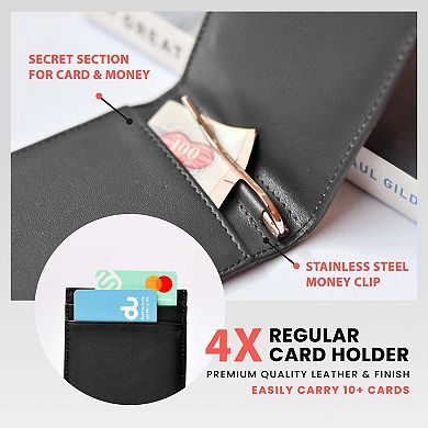 Avera Group Wallet Leather Rfid Blocking Money Clip Pull Strap