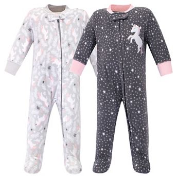Infant Girl Fleece Zipper Sleep and Play 2 pk