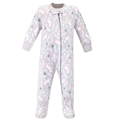 Infant Girl Fleece Zipper Sleep and Play 2pk