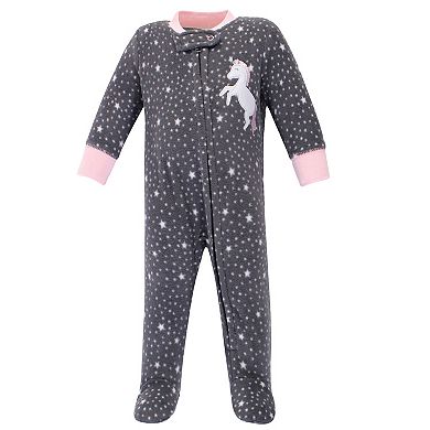 Infant Girl Fleece Zipper Sleep and Play 2pk