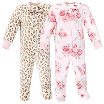 Hudson Baby Infant Girl Plush Sleep and Play, Blush Rose