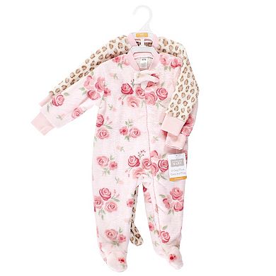Hudson Baby Infant Girl Plush Sleep and Play, Blush Rose