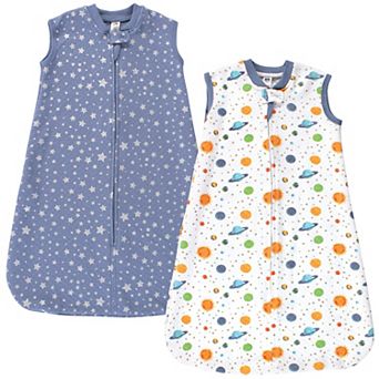 Hudson Baby Infant Premium Quilted Sleeveless Sleeping Bag and Wearable Blanket, Space 2-Pack