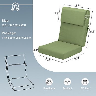 Aoodor Patio High Back Chair Cushions Set of 4, 46x21x4 Inches(Only Cushions)