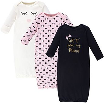 Baby Girl Cotton Long-Sleeve Gowns 3 pk Mama