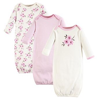 Touched by Nature Baby Girl Organic Cotton Long-Sleeve Gowns 3 pk Cherry Blossom, 0-6 Months