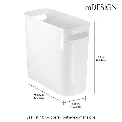 mDesign Plastic Small 1.5 Gallon/5.7 Liter Trash Can. Built-In Handles