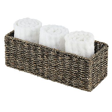 mDesign Woven Seagrass Bathroom Toilet Tank Storage Basket, 2 Pack