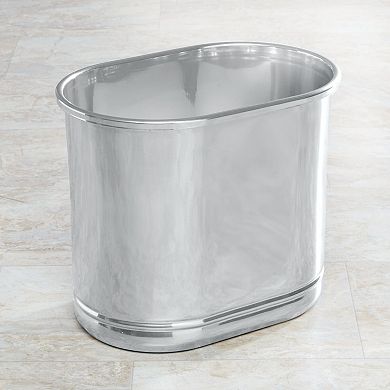 mDesign Small Metal Oval 2.5 Gallon Bathroom Trash Can Wastebasket ...