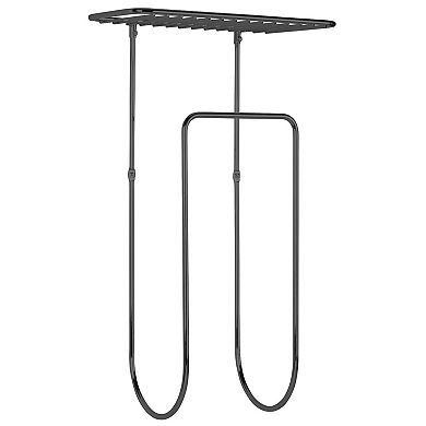 mDesign Steel Wall Mount Towel Rack Holder Organizer with Storage - Matte Black