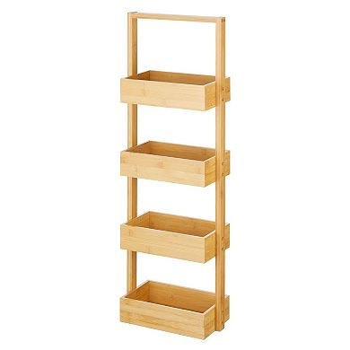 mDesign Free-Stand Wood 4-Tier Storage Rack Shelf for Bathroom