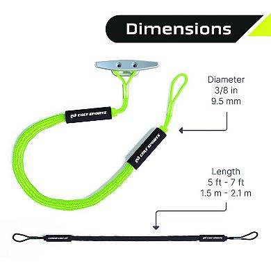 Colt Sports Bungee Dock Lines Mooring Rope For Boats - Green & Yellow 7 Feet - Marine Rope