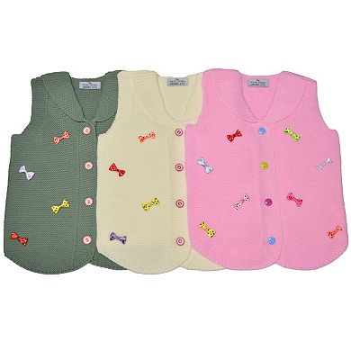 Sleeveless Sweaters For Girls - Button Front Cardigan in Sizes Infant to Toddler