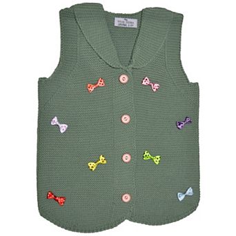 Sleeveless Sweaters For Girls - Button Front Cardigan in Sizes Infant to Toddler