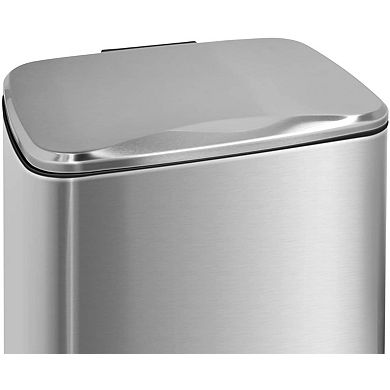 8 Gal./30 L and 1.3 Gal./5 L Rectangular Stainless Steel Step-on Trash Can Set for Kitchen, Bathroom
