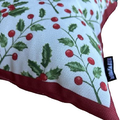 Holly Branch and Berries Pattern Rectangular Pillow Cover