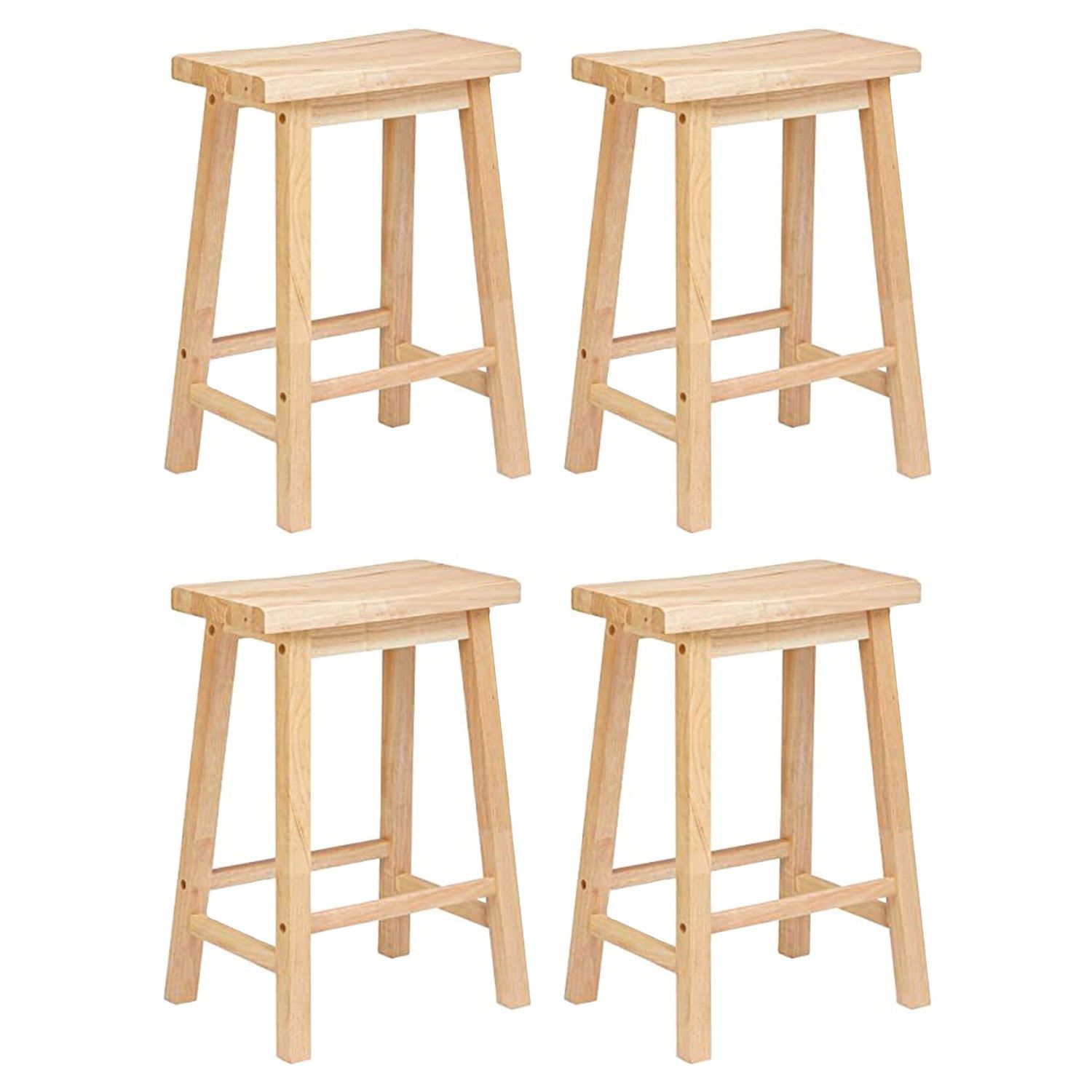 Pj Wood Classic 24 Inch Saddle Seat Kitchen Bar Counter Stool Natural   6580140