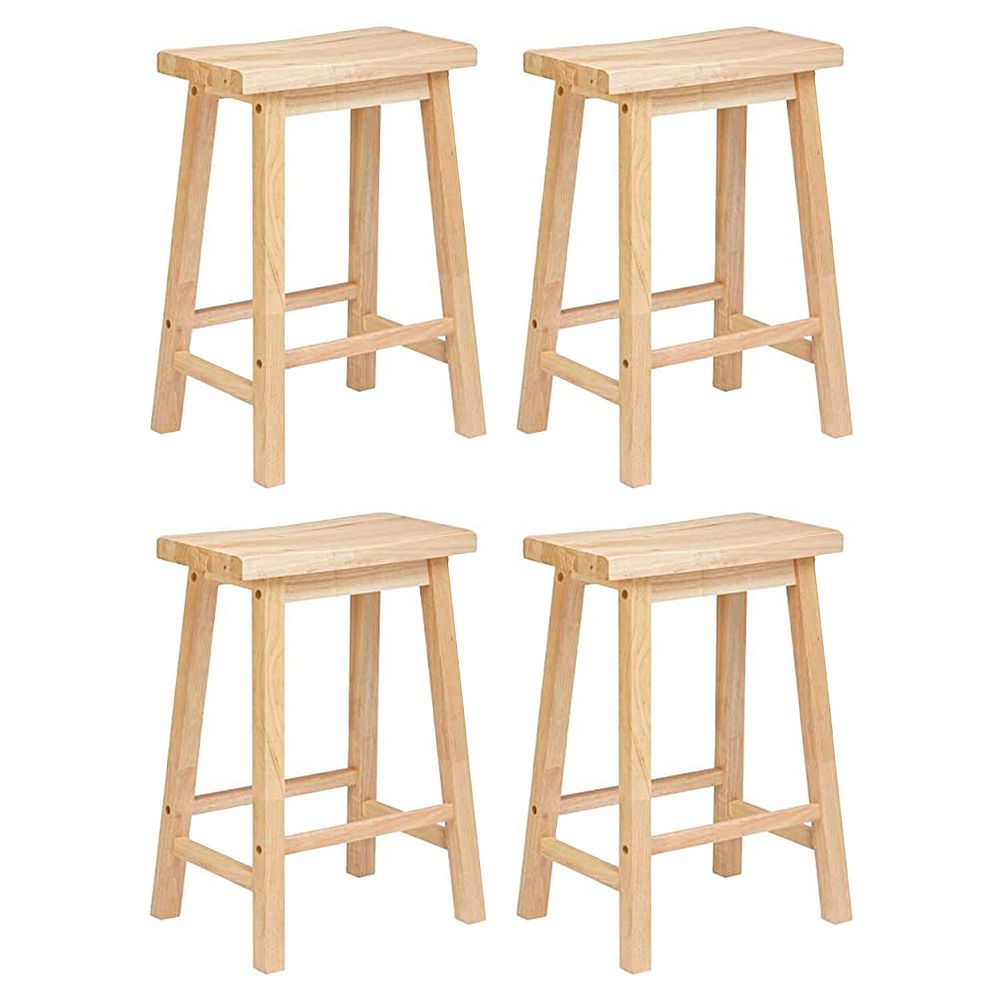 Pj Wood Classic 24 inch Saddle Seat Kitchen Bar Counter Stool Natural 4 Pack