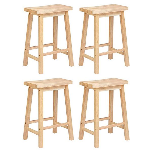 Pj Wood Classic 24 Inch Saddle Seat Kitchen Bar Counter Stool, Natural