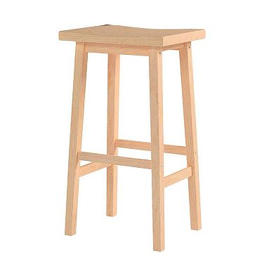 Pj Wood Classic 24 Inch Saddle Seat Kitchen Bar Counter Stool, Natural (3 Pack)
