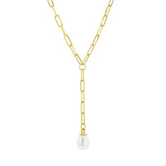 Argento Bella Freshwater Cultured Pearl Paperclip Chain Necklace
