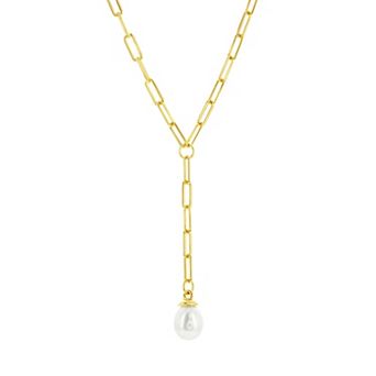 Argento Bella Freshwater Cultured Pearl Paperclip Chain Necklace