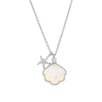 Argento Bella Mother-of-Pearl Seashell & Cubic Zirconia Starfish Necklace