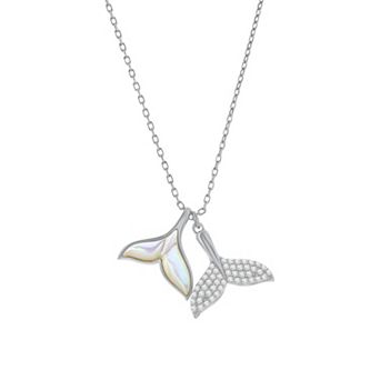 Argento Bella Mother-of-Pearl & Cubic Zirconia Double Whale Tail Necklace