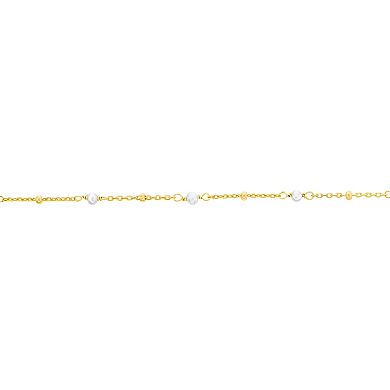 Argento Bella Freshwater Cultured Pearl Beaded Anklet 