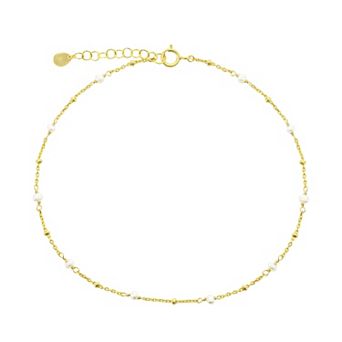Argento Bella Freshwater Cultured Pearl Beaded Anklet