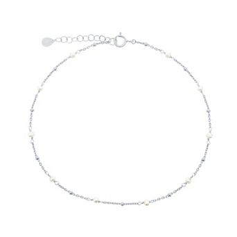 Argento Bella Freshwater Cultured Pearl Beaded Anklet