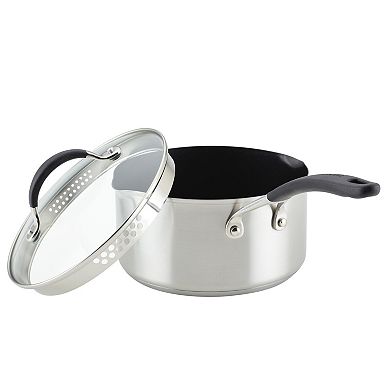 Circulon® SteelShield Hybrid 3-qt. Nonstick Induction Saucepan with Straining Lid