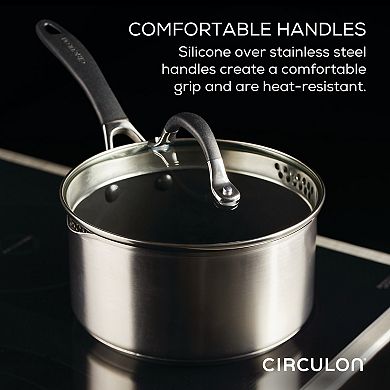 Circulon® SteelShield Hybrid 3-qt. Nonstick Induction Saucepan with Straining Lid