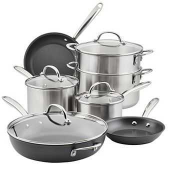Rachael Ray® 11 pc Stainless Steel & Hard Anodized Nonstick Cookware Induction Pots & Pans Set