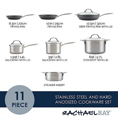 Rachael Ray® 11-pc. Stainless Steel & Hard Anodized Nonstick Cookware Induction Pots & Pans Set