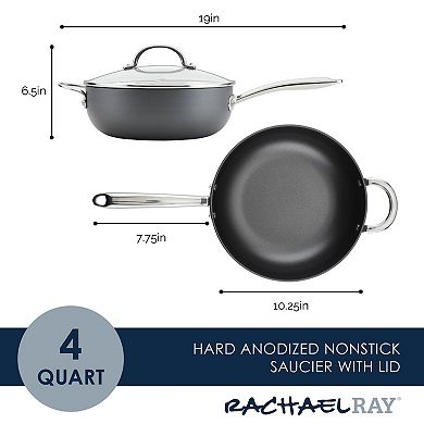 Rachael Ray® 4-qt. Hard Anodized Nonstick Saucier Saucepan with Helper Handle & Lid