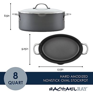 Rachael Ray 8-qt. Hard Anodized Nonstick Cookware Oval Stockpot with Lid