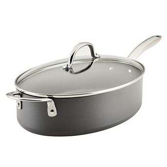 Rachael Ray® 5-qt Hard Anodized Nonstick Oval Sauté Pan with Helper Handle & Lid