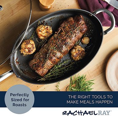 Rachael Ray® 5-qt. Hard Anodized Nonstick Oval Sauté Pan with Helper Handle & Lid