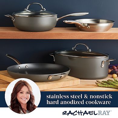 Rachael Ray® 5-qt. Hard Anodized Nonstick Oval Sauté Pan with Helper Handle & Lid