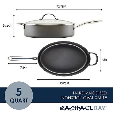 Rachael Ray® 5-qt. Hard Anodized Nonstick Oval Sauté Pan with Helper Handle & Lid