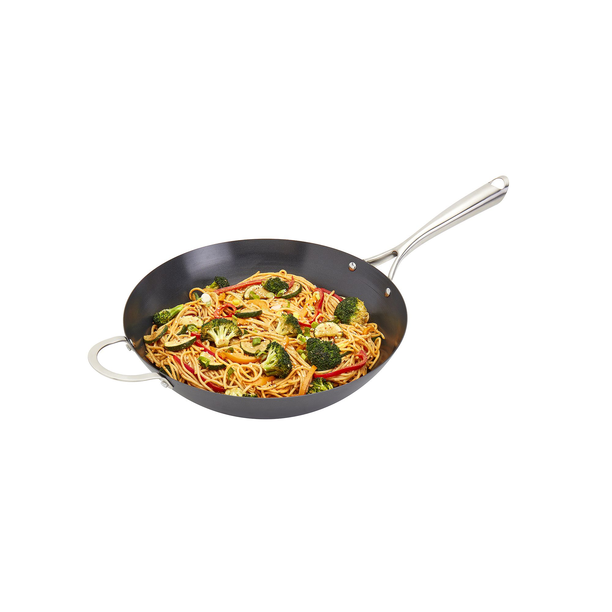 Infuse 14-in. Carbon Steel Open Wok with Assist Handle, Black