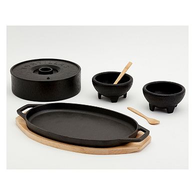 8-Piece INFUSE Pre-Seasoned Latin Cast Iron Fajita Set